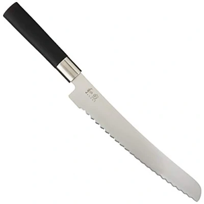 Afbeelding van KAI Wasabi Black Broodmes 23,0 cm Lemmetlengte roestvrij 6A/1K6 staal gepolijst 58 (±1) HRC zwart polypropyleen handvat gekarteld mes Made in Japan