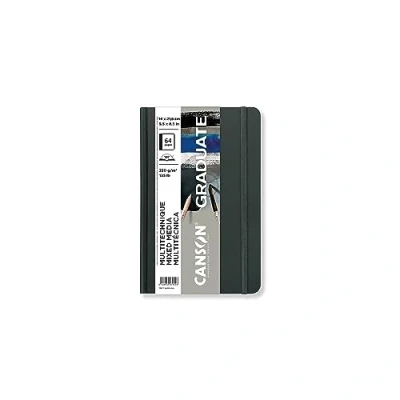 Afbeelding van CANSON Graduate Book, schetsboek, dubbelzijdig: korrelig en glad, 220 g/m², sketchbook hardcover, 14 x 21,6 cm, grijs, 64 vellen