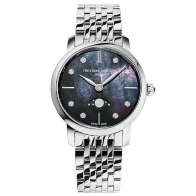 Afbeelding van Frédérique Constant Slimline Moonphase FC 206MPBD1S6B Horloge Staal Zilverkleurig Ø 30 mm