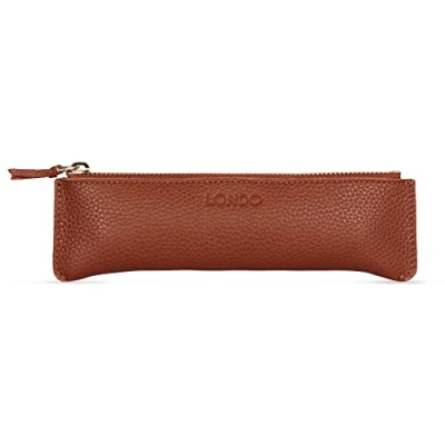 Afbeelding van Londo Lederen Etui met Rits Potlood Zak (Lichtbruin)