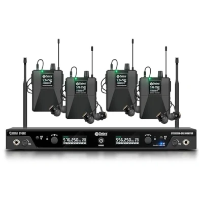 Afbeelding van D Debra ST 202 UHF Draadloos In ear Monitor Systeem met Stereo, Dubbel Kanaal voor Podium en Studio (4 pocket ontvangers)