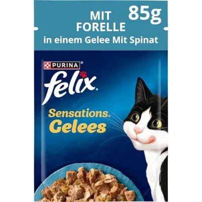 Afbeelding van FELIX Sensations Geles Kattenvoer, nat, met forel en spinazie in gelei, 26 stuks (26 x 85 g)