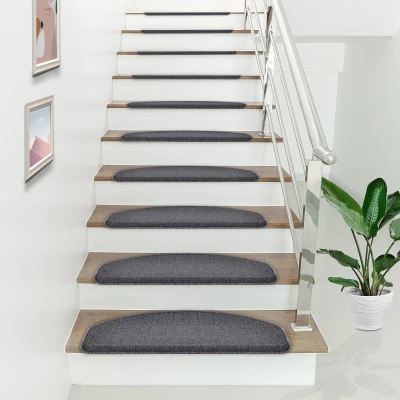 Afbeelding van Trapmat zelfklevend set van 15 donkergrijs 65x24+4 cm
