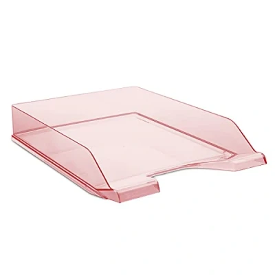 Afbeelding van DONAU Brievenbakje standaard transparant rood/6 stuks A4 / brievenbak moderne en stapelbare legplank/transparant/glashelder/bureaubak/polystyrol, 7470001PL 04