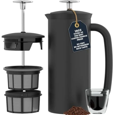 Afbeelding van ESPRO French Press P7, Cafetière dubbelwandig, koffiezetapparaat, 0,55 liter, ZWART, roestvrij staal RVS