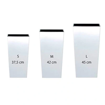 Afbeelding van WELLHOME 3 stuks Altas Prosperplast bloempotten (11,4/16,3/19 liter) Urbi Square van kunststof in wit met tank