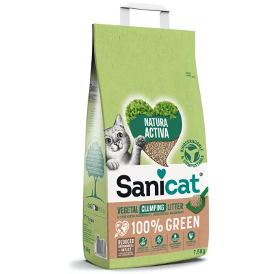 Afbeelding van Sanicat Natura Activa 100% Green Kattenbakvulling Klontvormend 7.5 kg