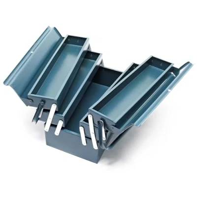Afbeelding van Gereedschapskist 420x200x200mm staal met 5 compartimenten gereedschapskoffer handgreep box