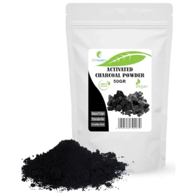 Afbeelding van Activated Charcoal powder 50 gr Geactiveerde houtskoolpoeder gebruik in maskers, bodywraps, scrubs, exfoliërende formuleringen, kleurstof voor zeep (50 Gr)