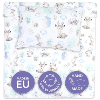 Afbeelding van Kinderdekbedovertrek 90x120cm kinderbeddengoed set met kussensloop 60 x 40 cm van katoen Egel