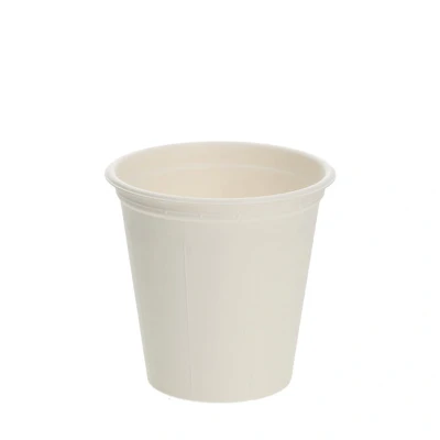 Afbeelding van 500x Koffiebeker Suikerriet Smooth Bagasse 7,5oz 180ml Coffee to Go Wit
