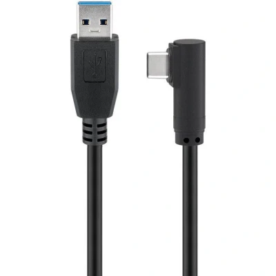 Afbeelding van USB A naar C kabel 1.5 meter 3.0 (100% koper, Haaks, Zwart)