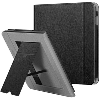 Afbeelding van Fintie hoes voor Kobo Libra H2O 7 inch eReader Premium PU Leather Stand Case Protective Cover met Card Slot, Handband en Slaap/Wek Functie, Zwart