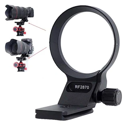 Afbeelding van iShoot Metalen statiefbevestiging ring lenskraag compatibel met Canon RF 28 70 mm f/2L USM, lenssteunhouder beugel onderkant is ARCA Swiss Fit Quick Release Plate Geschikt voor Statief Hoofd