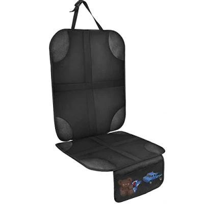 Afbeelding van AiQInu Isofix Autostoelbeschermer voor kinderzitje, antislip en waterdicht, met dikke bekleding 2 netvakken leren stoelen