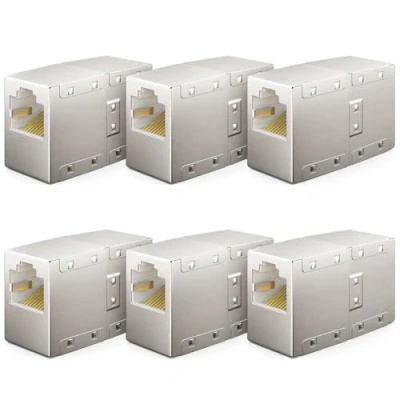 Afbeelding van deleyCON 6 Stuks RJ45 Koppeling Cat6 LAN Kabel Verlenging en Netwerkkabel Connector voor Switch TV PS5 PS4 ADSL Modem Box Router PC Patchkabel Adapter met POE Aansluiting