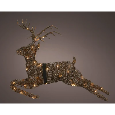 Afbeelding van Kerstfiguur rendier 81 x 61 cm (36 LEDs, Wicker, Éénzijdig)