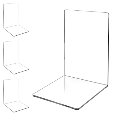 Afbeelding van Csuntikulo van 4 transparante boekensteunen acryl, antislip, voor school, thuis, kantoor, bibliotheek, slaapkamer en bureauorganisatie
