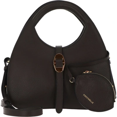 Afbeelding van Coccinelle Leren Handtas Schoudertas Cosima Handbag Bark Donkerbruin