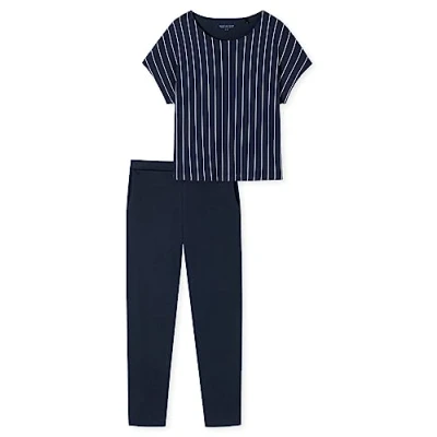 Afbeelding van Schiesser Schlafanzug LANG Pyjama, Dames, Maat: 38, Dunkelblau