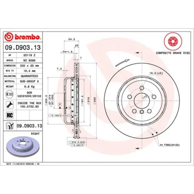 Afbeelding van Brembo Remschijven 09.D903.13