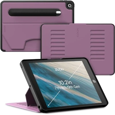 Afbeelding van Zugu case iPad 10.2 Gen 7, 8 &amp; 9 (2019/2020/2021) oersterke luxe flip over volledige 360˚ bescherming met multifunctionele standaard functie geschikt voor Apple Pencil Berry