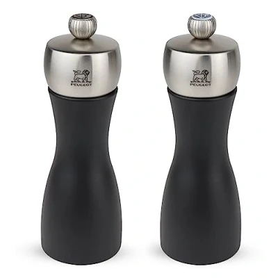 Afbeelding van Peper en zoutmolen Peugeot Fidji Mat Zwart Inox 15 cm (Set van 2)