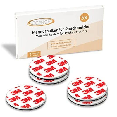 Afbeelding van ECENCE rookmelder magneethouder 5 stuks zelfklevende voor Ø 50 mm snelle &amp; veilige montage zonder te boren of schroeven, alle brand en rookmelders
