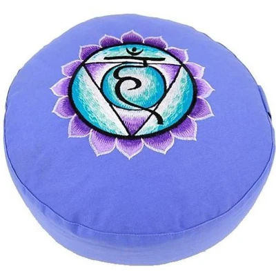 Afbeelding van Meditatiekussen 5e chakra geborduurd blauw