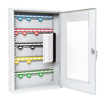Afbeelding van Sterling KC50HD 50 haak kast met Perspex venster voor eenvoudige visuele controle Adhustable hoo rails, Tags identificatie grafiek. Secure Lock 2 sleutels. Alle wandbevestigingen geleverd, grijs