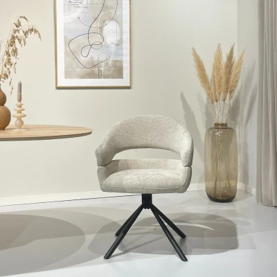 Afbeelding van Livingfurn Linn draaibare eetkamerstoel toffee Stof