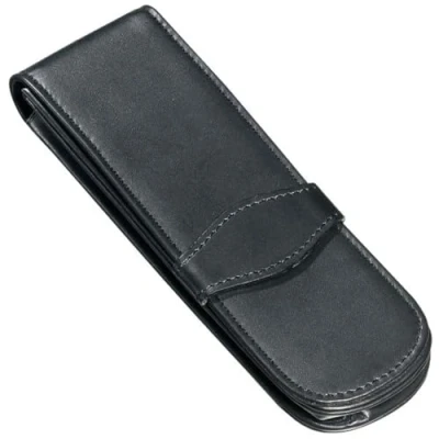 Afbeelding van ONLINE Lederen etui Classic voor 2 schrijfgerei, zwarte pennenetui met insteeklus en vakken, echt leer, balpenetui, pennenetui, schrijfetui, 14,5 x 4,5 2,5 cm, alle merken