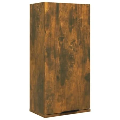 Afbeelding van vidaXL Badkamerkast wandgemonteerd 32x20x67 cm gerookt eiken, badkamer kast, opbergoplossing, kastje, badkamerkastje, hoge kasten