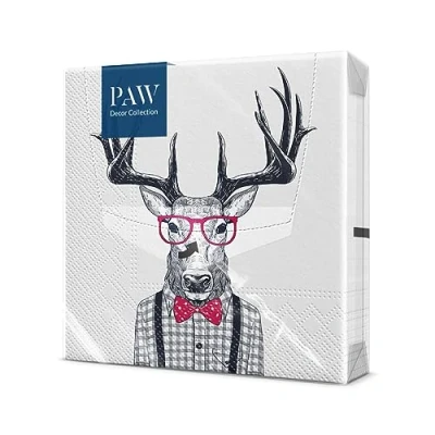 Afbeelding van PAW Papieren Servetten 3 laags (33 x 33 cm) I 20 Stuks Gedrukt met Inkt op Waterbasis Verjaardag Decoratie voor Kinderen Ideaal Kinderfeestjes Kleur: Oh Deer