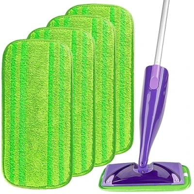 Afbeelding van AIDEA Herbruikbare microvezel navulpads compatibel met Flash Powermop, machinewasbare vloermopvullingen, dweilkop vervangingen voor natte en droge reiniging op meerdere oppervlakken, verpakking van 4