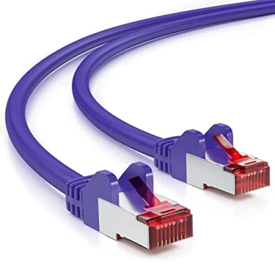 Afbeelding van deleyCON 5m CAT6 Patchkabel S/FTP PIMF Afscherming CAT 6 RJ45 Netwerkkabel Ethernetkabel LAN DSL Switch Router Modem Access Point Patchvelden Violet/Paars