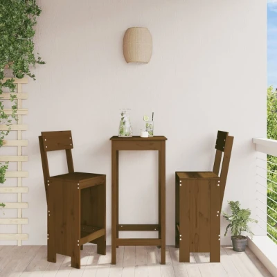 Afbeelding van Barkrukken 2 st 40x48,5x115,5 cm massief grenenhout honingbruin