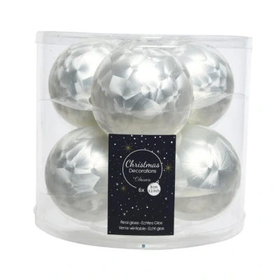 Afbeelding van Decoris Kerstballen 6 st wit ijslak glas mat glans 8 cm