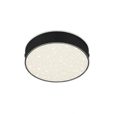 Afbeelding van BRILONER led plafondlamp met sterrendecoratie, zonder frame, opbouwlamp, neutraal wit kleurtemperatuur, zwart, 15,7 cm