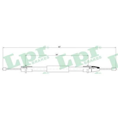 Afbeelding van LPR C0637B Handremkabel 645, 510mm Schijfremmen PEUGEOT: 406 Coupe 2.0 16V, 3.0 V6 24V, V6, 2.2 HDI 1997 2004