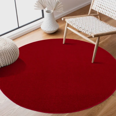 Afbeelding van Uni Effen Laagpolig Vloerkleed Modern Rood 200 cm rond