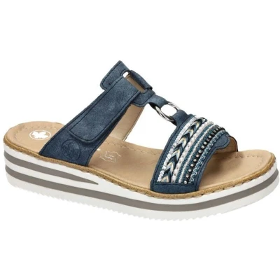 Afbeelding van Rieker Dames blauw slippers &amp; muiltjes maat 42