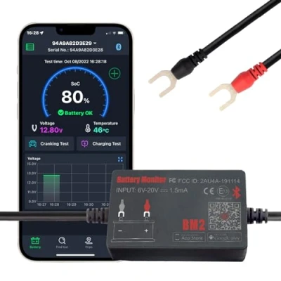 Afbeelding van Batterij Monitor Bluetooth 4.0 Draadloze Tester, Auto Opladen Start en Alarm Systeem Digitale Analyzer Geschikt voor 12V Zonnestelsels Motorfietsen Boten