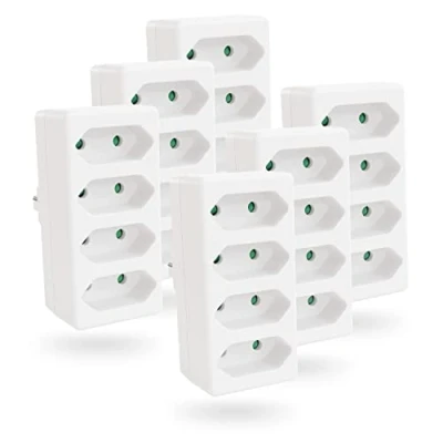 Afbeelding van greate 6 x stekkeradapter, 4 voudig, zonder kabel tot max. 2300 W, viervoudige stekker voor stopcontact, wit, voudig stopcontact eurostekker, stekkerverdeler kabel, meervoudige
