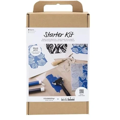 Afbeelding van Creativ Company Starter Kit Linodruk blauw zwart