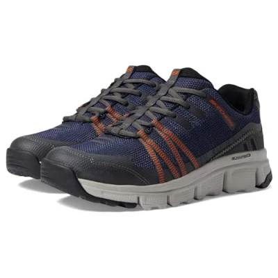Afbeelding van Skechers Heren Summits at Trainers, Navy Synthetisch Textiel Oranje Trim, 41 EU