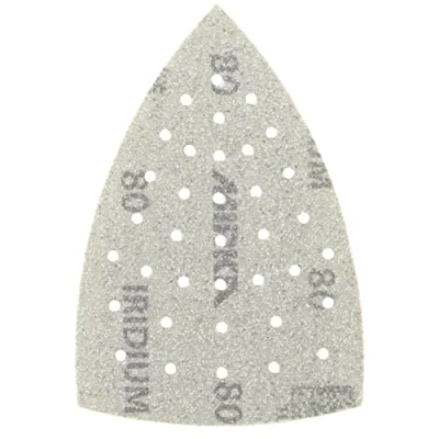 Afbeelding van Mirka Iridium Schuurdriehoek Premium Schuurpapier 100x152x152mm 36 gaats Klittenband Korrel 80, 50 st / Voor het schuren van lak, plamuur, grondverf, hout, staal, vaste materialen, kunststoffen