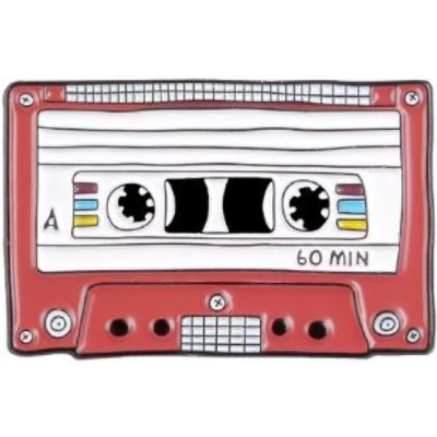 Afbeelding van pin Broche enamel kledingspeld Cassettebandje