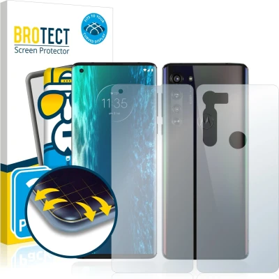Afbeelding van BROTECT Screenprotector voor Motorola Edge (Voor+Achter) Folie Beschermfolie transparant volledig dekking (2 Stuks)