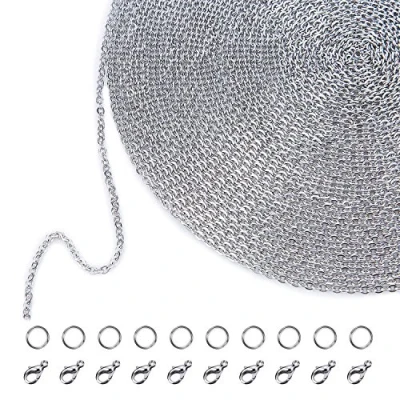 Afbeelding van Doe het zelf schakelketting, halskettingen met 20 karabijnsluitingen en 30 ringen, voor sieraden, 1,5 mm